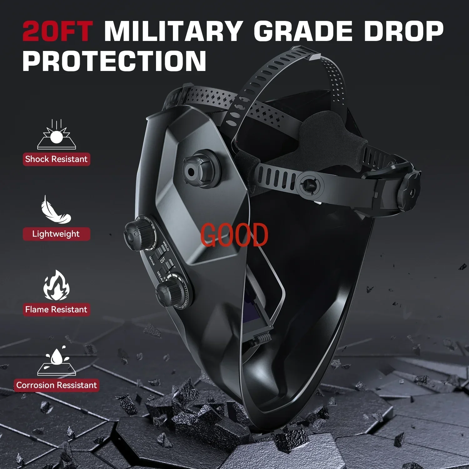 Сварочный шлем, маска сварщика, большой вид, настоящий цвет, солнечная энергия, автоматическое затемнение, сварочная маска для дуговой сварки MIG TIG