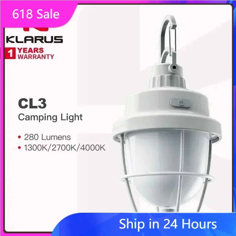 

Klarus CL3 Rechargeable Camping Light / Portable Lantern, Adjustable 1300K/2700K/4000K for Multiple Scenarios, Magnetic Top