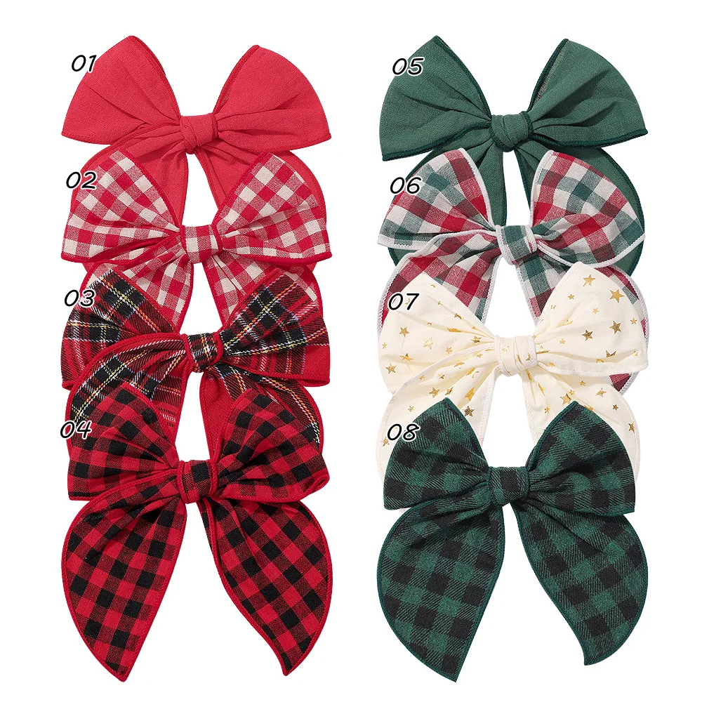 

40 Pcs/lot, 5" Christmas Fable Bows Hair Clips Handmade Bow Barrette Kids Hairpins Children Hairgrips Girls Hair Accessories