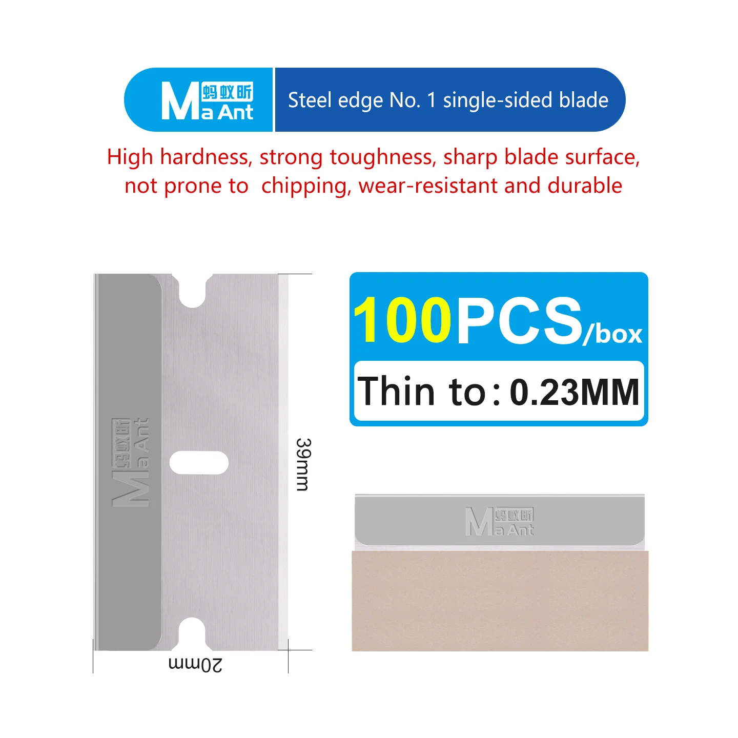 

MaAnt Steel Edge No 1, 100 шт., одностороннее лезвие, удаление клея, разборка, лезвие, нож, инструменты, нож для удаления клема