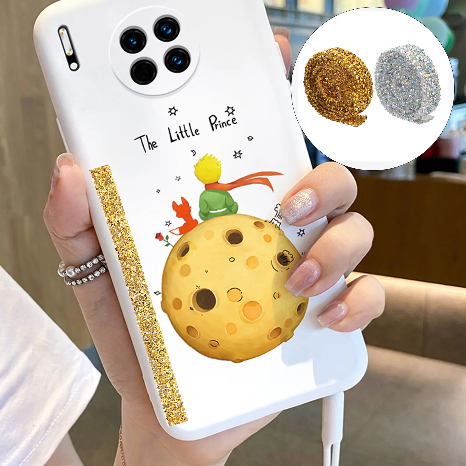 

2Packs Diamond Ribbon DIY Rhinestone Costume Accessories Milder Resin Material Exquisite Dazzling Eyecatching Golden Glitter