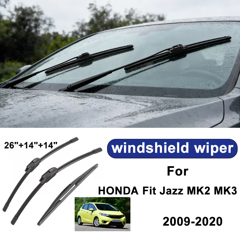 

For HONDA Fit Jazz MK2 MK3 2009-2020 car windshield front/rear wipers, silent wiper blades, car blade brush accessories