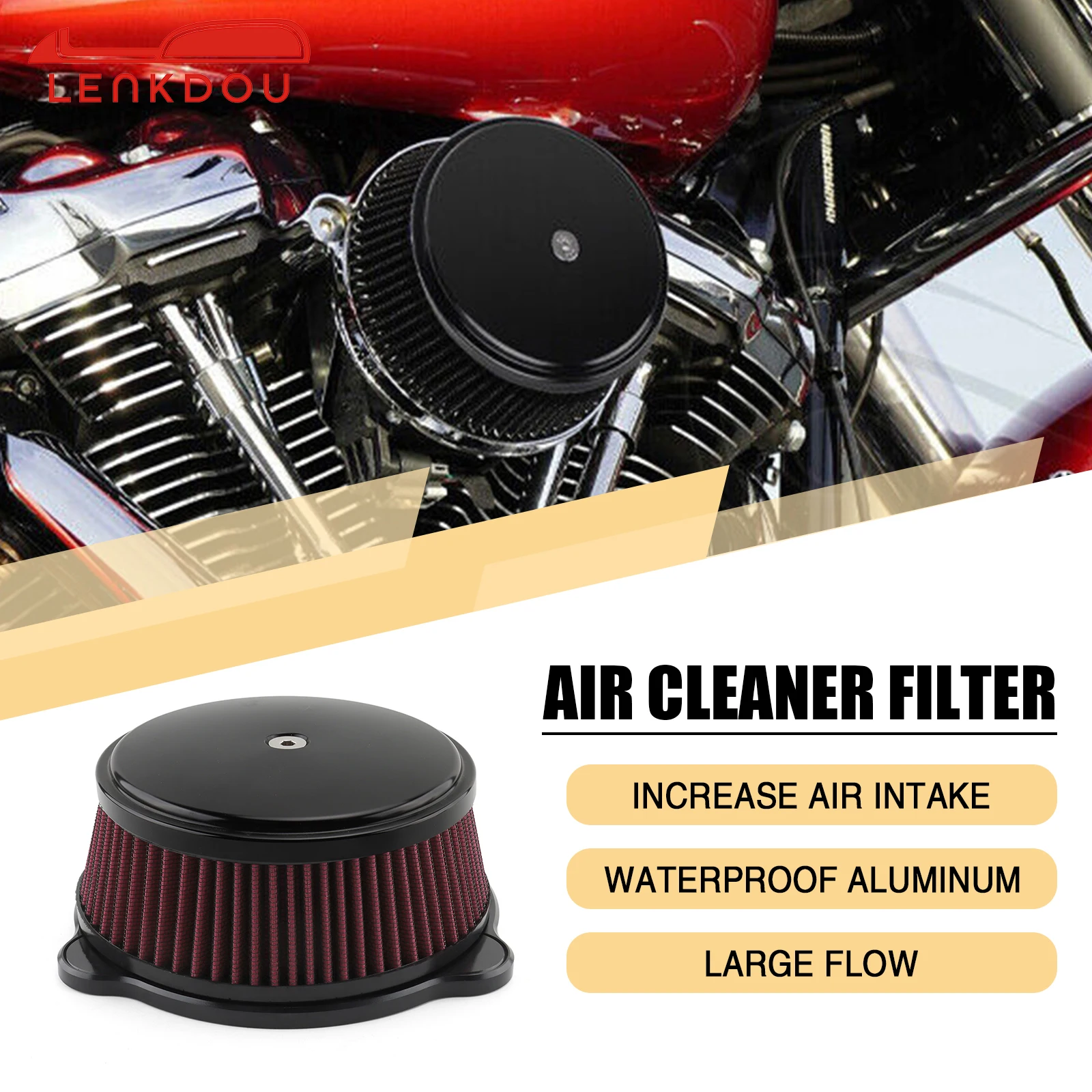 

Motorcycle Air Filter Intake Cleaner System Kit For Harley Sportster XL883 XL1200 Iron 883 Seventy-Two Forty-Eight 1991-2024