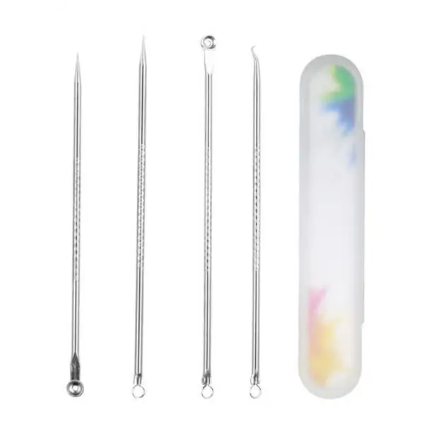 Professional Stainless Steel Blackhead Tool Kit Removal Tool Double Head Comedone Extractor Tweezers Set for Nose and Chin