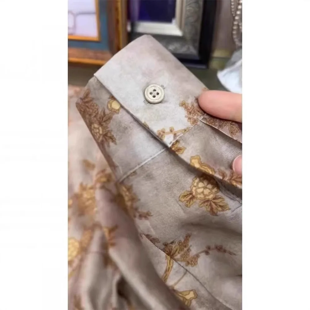 

Casual Long Sve irt Animal Print Hawaii Sle Polyester Fabric Thin Spring Summer New Arrival Women's Faion Blouse