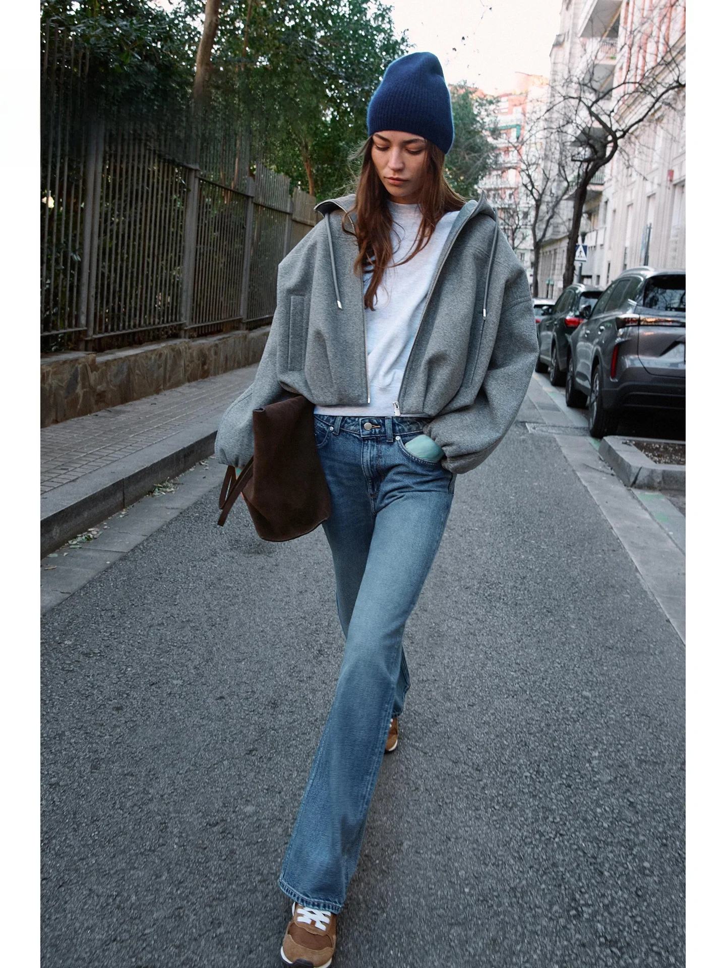

Spring 2026 Fashionable Casual Soft Hat Jacket Pilot Coat Loose Fit Women's Zipper Long Sleeve Hooded Outerwear