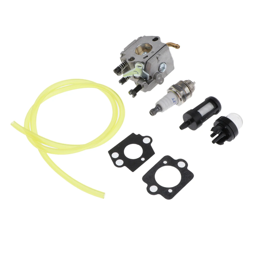 

Alloy String Trimmer Carburetor Carb Gasket Fuel Line Primer Bulb Spark Plug Kit for Chainsaw Replacement T 020T