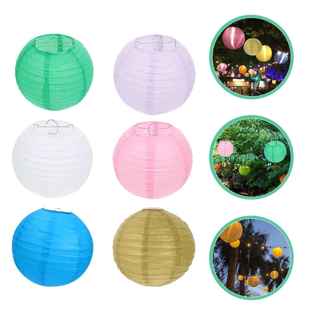 

6 Pcs Paper Lantern Wedding Lanterns Decorative Hanging from Ceiling Round Holiday Decorate