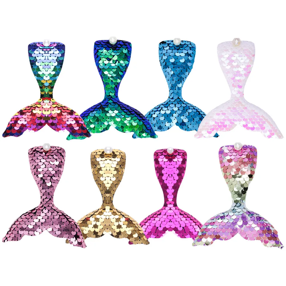

Набор из 8 заколок для волос в виде хвоста русалки с блестками, милые декоративные аксессуары для волос с пайетками для маленьких девочек на день рождения и праздники