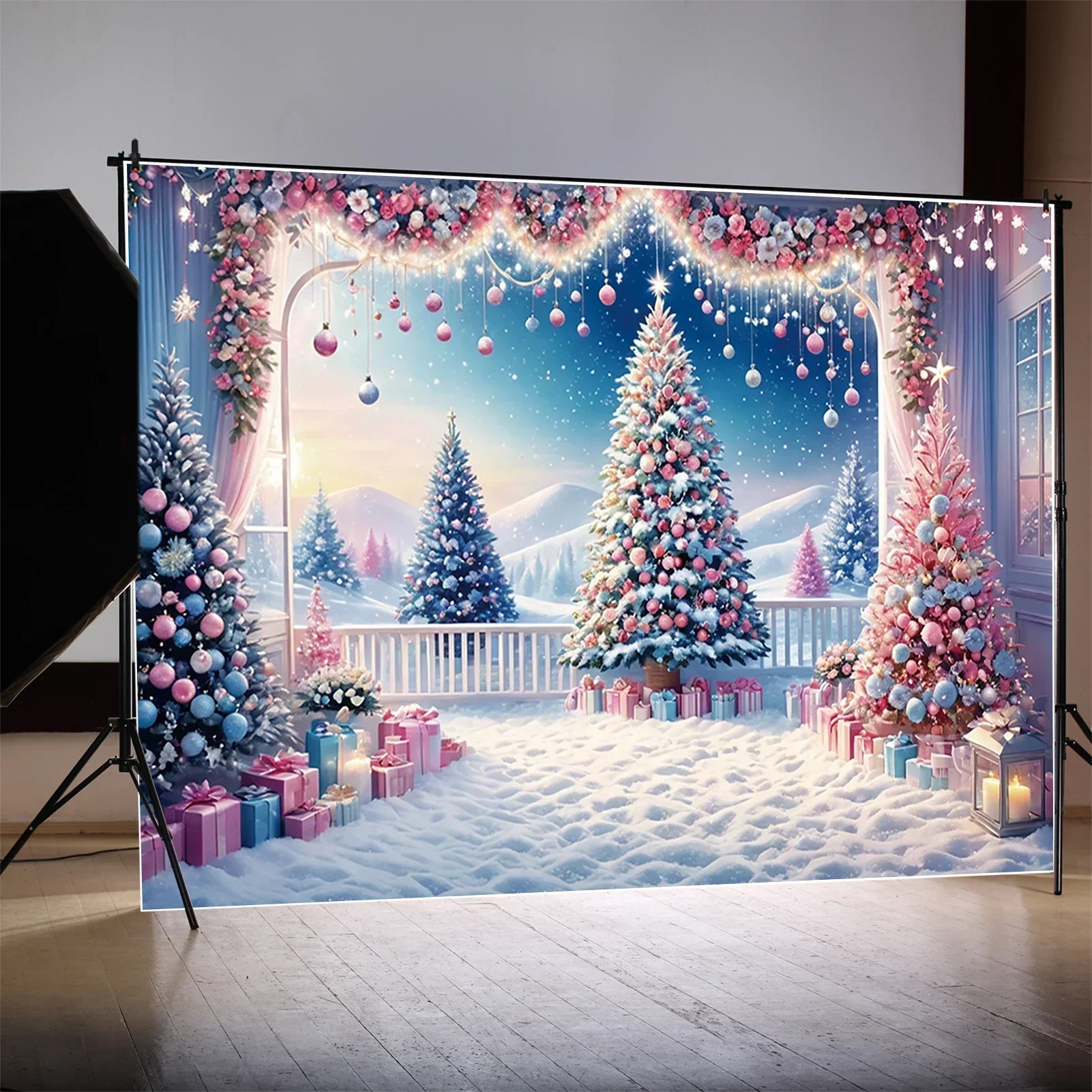 

Christmas Tree Background Winter Backdrop Xmas Ball Gift 2025 Children Outdoor Photo Studio Back Drop for Photography