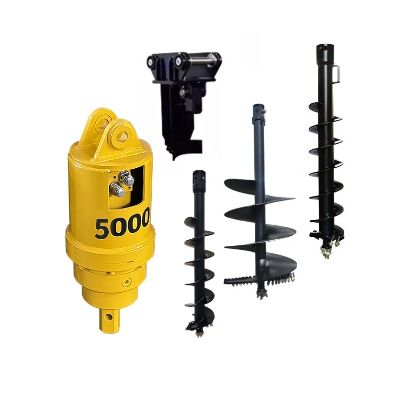 

Гидравлический земляной бур для экскаватора, буровая установка для бурения скважин, модель HNC4500, крутящий момент 5000 Нм, материал Q345B