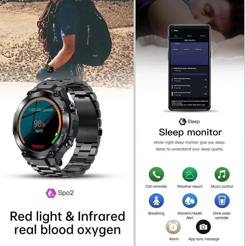 Reloj inteligente deportivo para hombre, pulsera con GPS, recordatorio de llamadas, frecuencia cardíaca, resistente al agua IP68, para Android e IOS, novedad de 2024