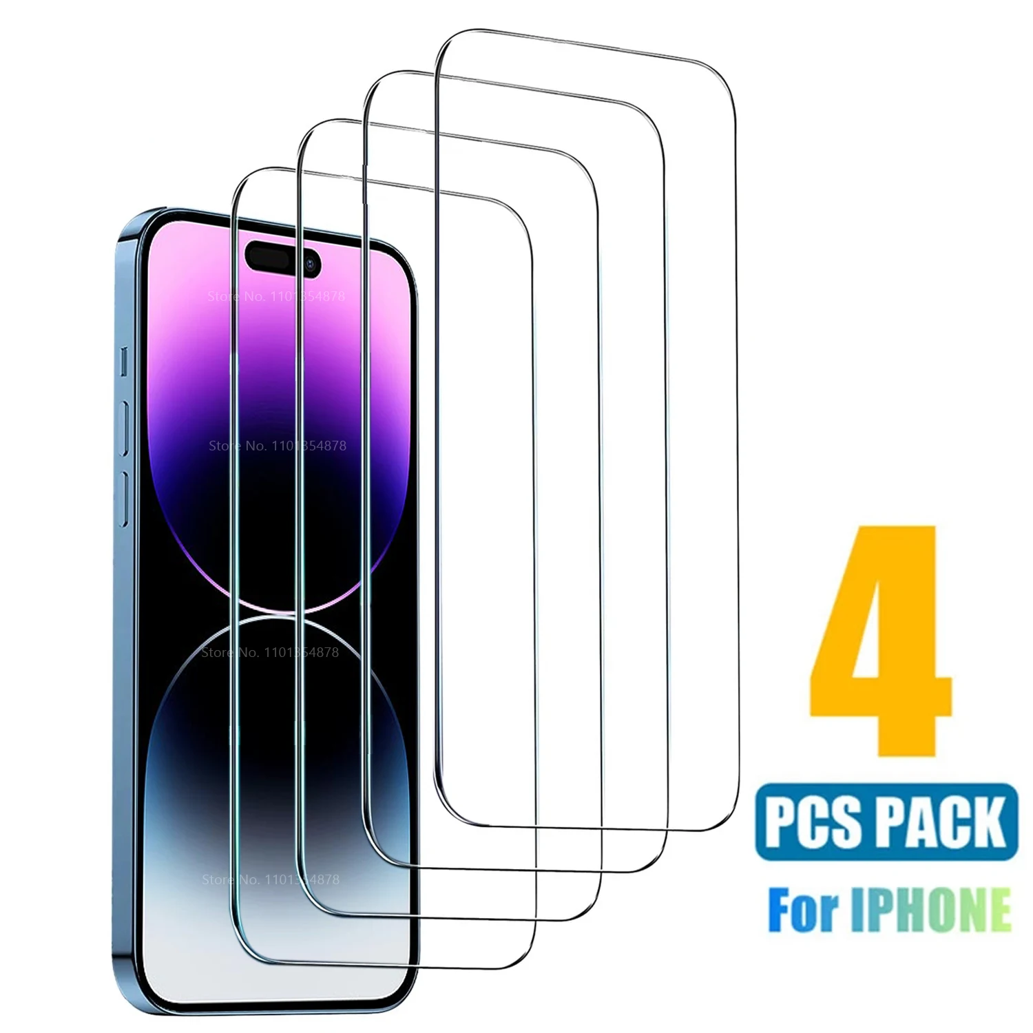 4PCS Tempered Protective Glass For iPhone 15 14 13 12 11 Pro Max Mini Screen Protector On iPhone 15 Plus X XR XS 7 8 6 11 Glass