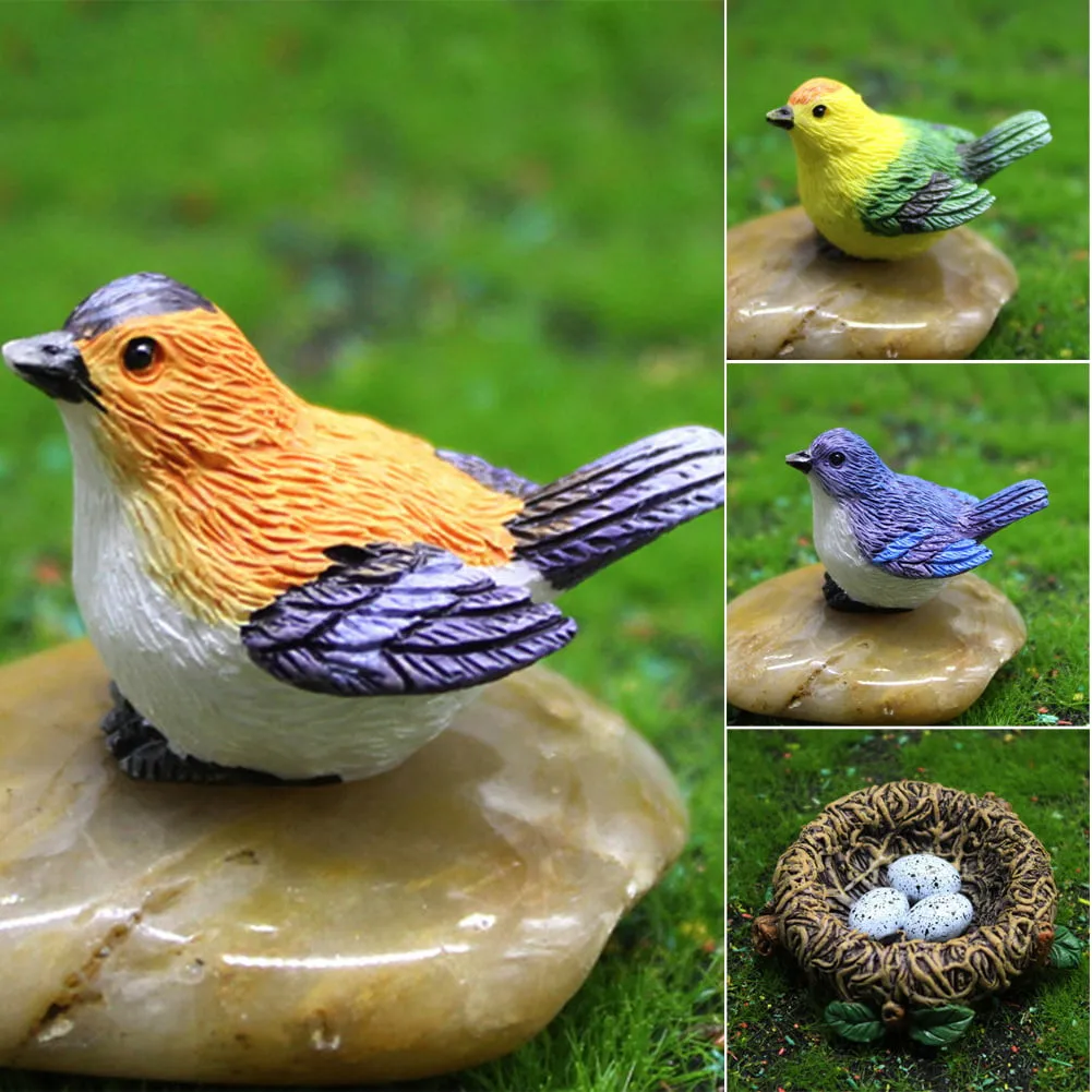 Garden Statues Yard Ornament Resin Bird Ornament Animal Statue Diy Sculpture Tree Decor Outdoor Garden Ornament Table Decoration