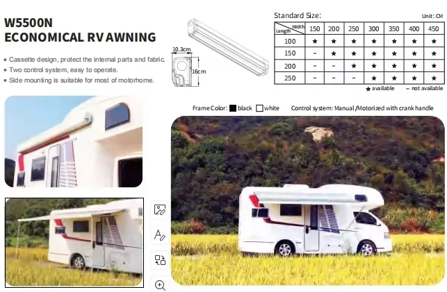 Customizable Waterproof Awnings with Retractable Sides, Manual or Electric Options for Campers, Outdoor RV Accessories