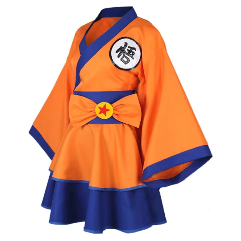 Lolita Goku Cosplay Fantasy Kimono Jurk Anime Super Held Vermomming Kostuum Volwassen Vrouwen Rollenspel Fancy Outfit Vrouwelijke Halloween