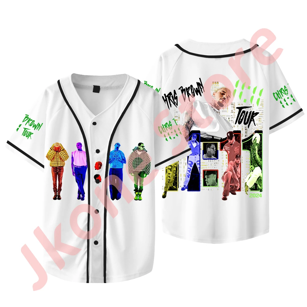 Chris Brown 11 Tour Merch Jersey T-shirts Rapper New Logo Baseball Jacket Summer Women Men Fashion HipHop Short Sleeve Tee