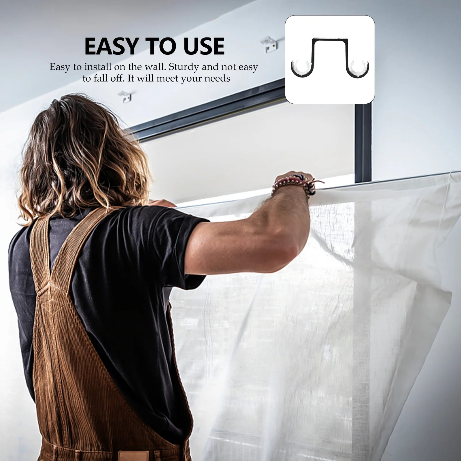 

2pcs Aluminum Alloy Curtain Rod Bracket Heavy Duty Rust-Resistant Wall Mount Support For Bedroom Living Room Kitchen Drapery