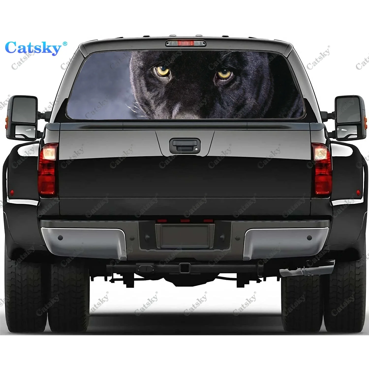 Animal -  Black Panther Rear Window Decals for Truck,Pickup Window Decal,Rear Window Tint Graphic Perforated Vinyl Truck Sticker