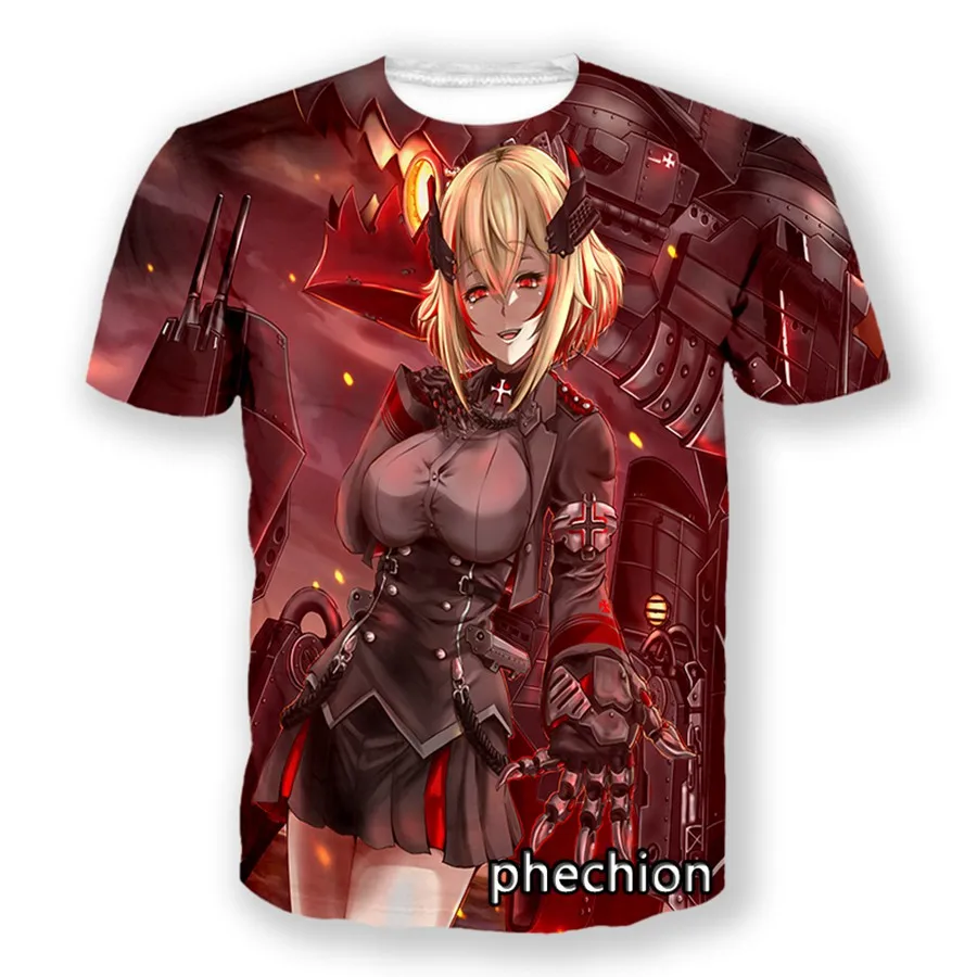 phechion New Fashion Men/Women Azur Lane 3D Print Short Sleeve T-Shirt Casual Hip Hop Summer T Shirt Tops S132