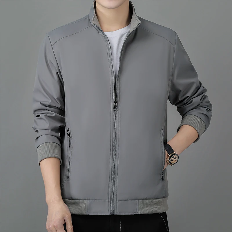 Chaqueta de cuello alto para hombre, abrigo informal de negocios, Color sólido, versátil, ideal para viajes al aire libre, otoño, 2024