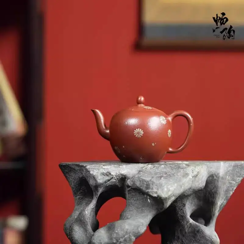 

[Chang Tao] Yixing Original Ore Handmade Fine Purple Sand Teapot Chen Shanqing Red Slope Gold Tai Chi Beads 180Cc