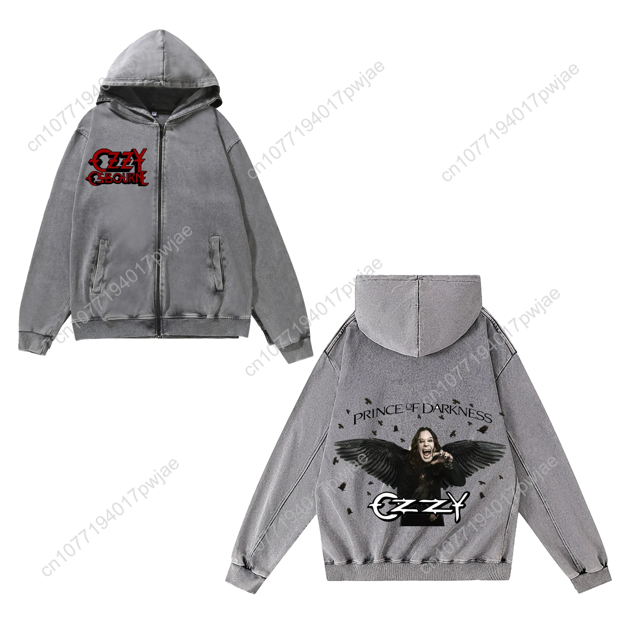 Ozzy Osbourne Rock Band Zipper Sweatshirt Man Woman Vintage Hoodies Sweat Shirt With Pocket Full Zip Customized Jacket Tops