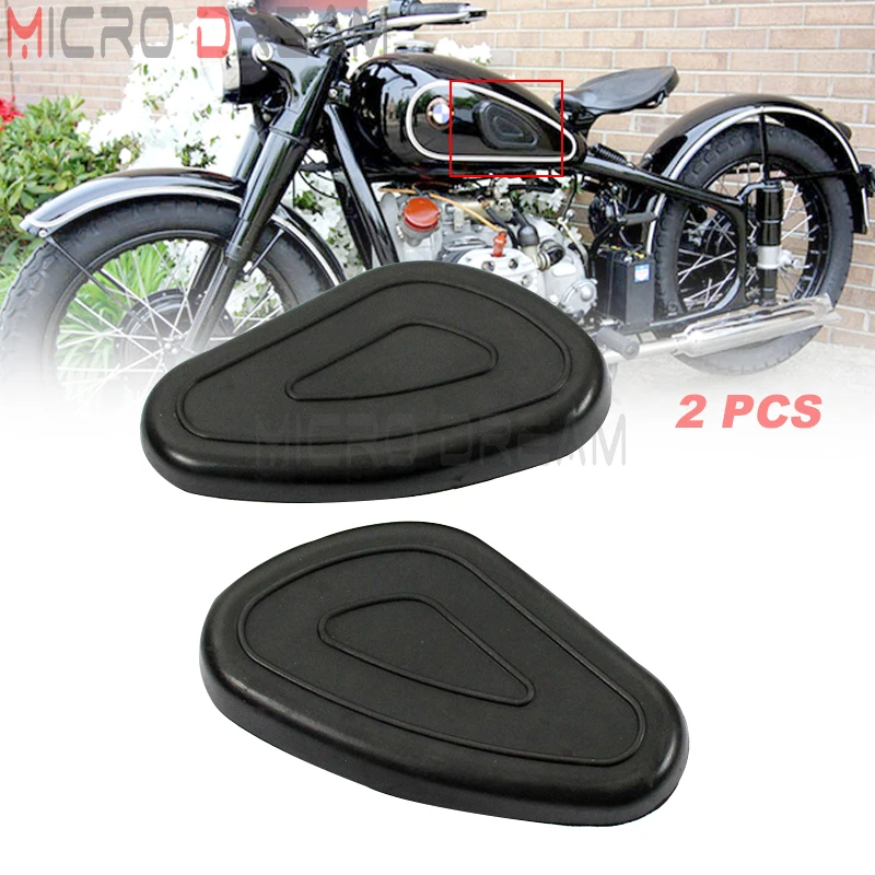 2X Black Motorcycle Rubber Gas Fuel Tanks Traction Side Cover Pads For Zündapp DB DS DBK KS KS750 M72 R66 R71 Dnepr Ural Sidecar