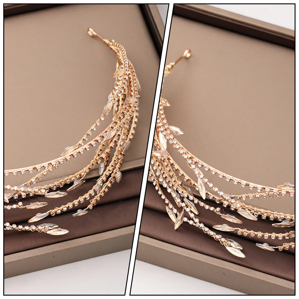 

Golden Wedding Headband Rhinestone Hairband for Bride Girls Celebrations Proms Party Accessories Elegant Headdress