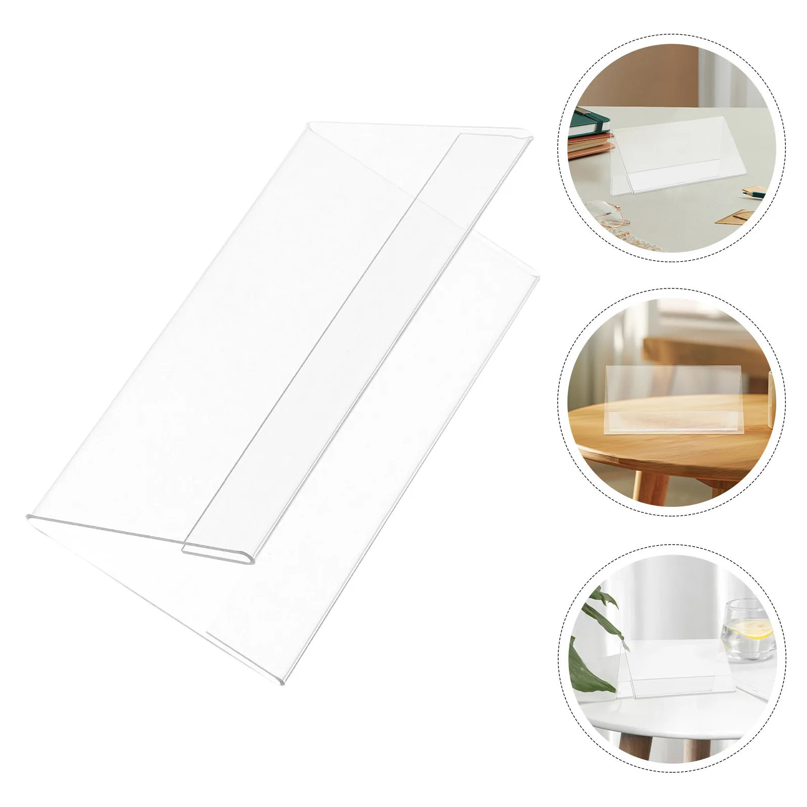 

10Pcs Modern V Shaped Transparent Table Name Tags Clear Double Sided Name Plate Holders for Conference Room Desk Buffet Food