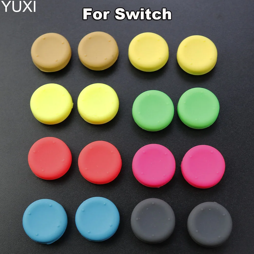 YUXI 1 Buah Topi Stik Jempol Peninggi Anti Selip Silikon untuk Penutup Pegangan Thumbstick Pengendali Joy-Con NS NX