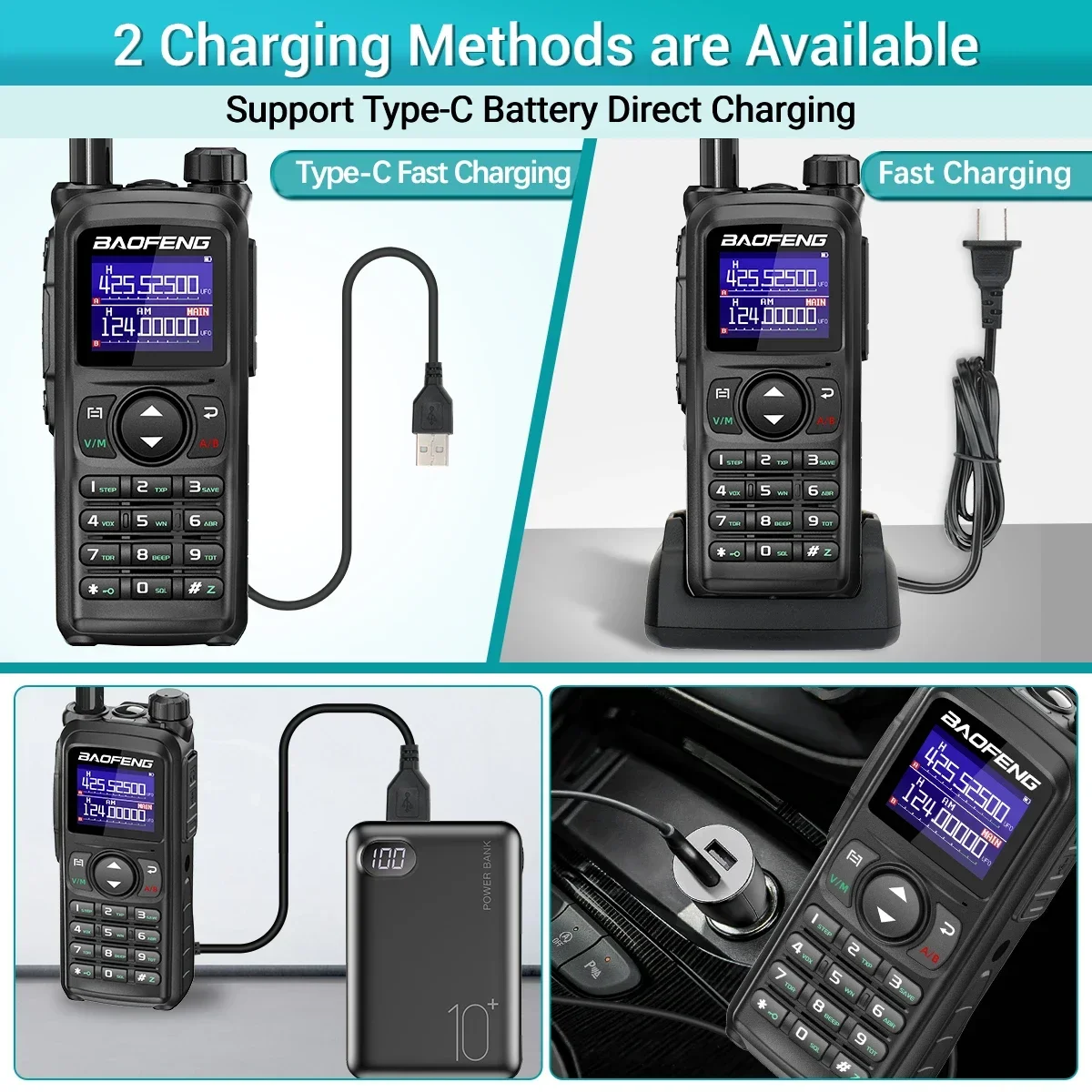 BaoFeng UV-28 PRO MAX Walkie Talkie 10W Multi-Band 999CH Wireless Copy Frequency Long Range Type-C AM FM UHF NOAA Two Way Radio