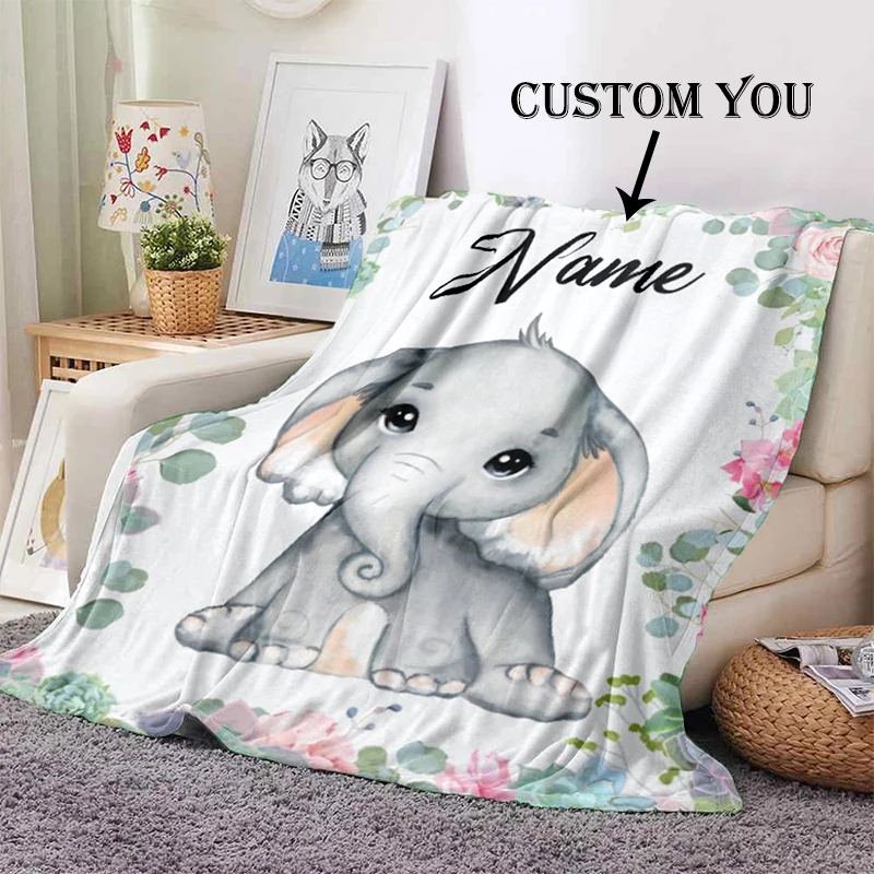 Custom Blanket  Name  Teens Girl Boy s Flannel Personalized Family Friends Lovely Animals Throw  Gift