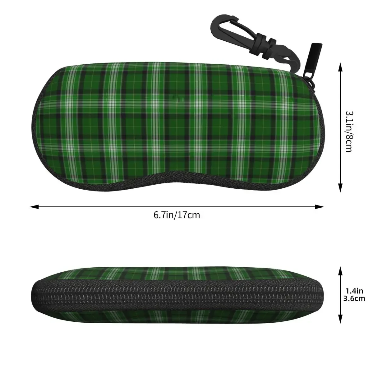 Green And White Scottish Tartan Flannel Plaid Shell Glasses Case Portable Sunglasses Box Women Men Soft Eyeglass Bag Pouch