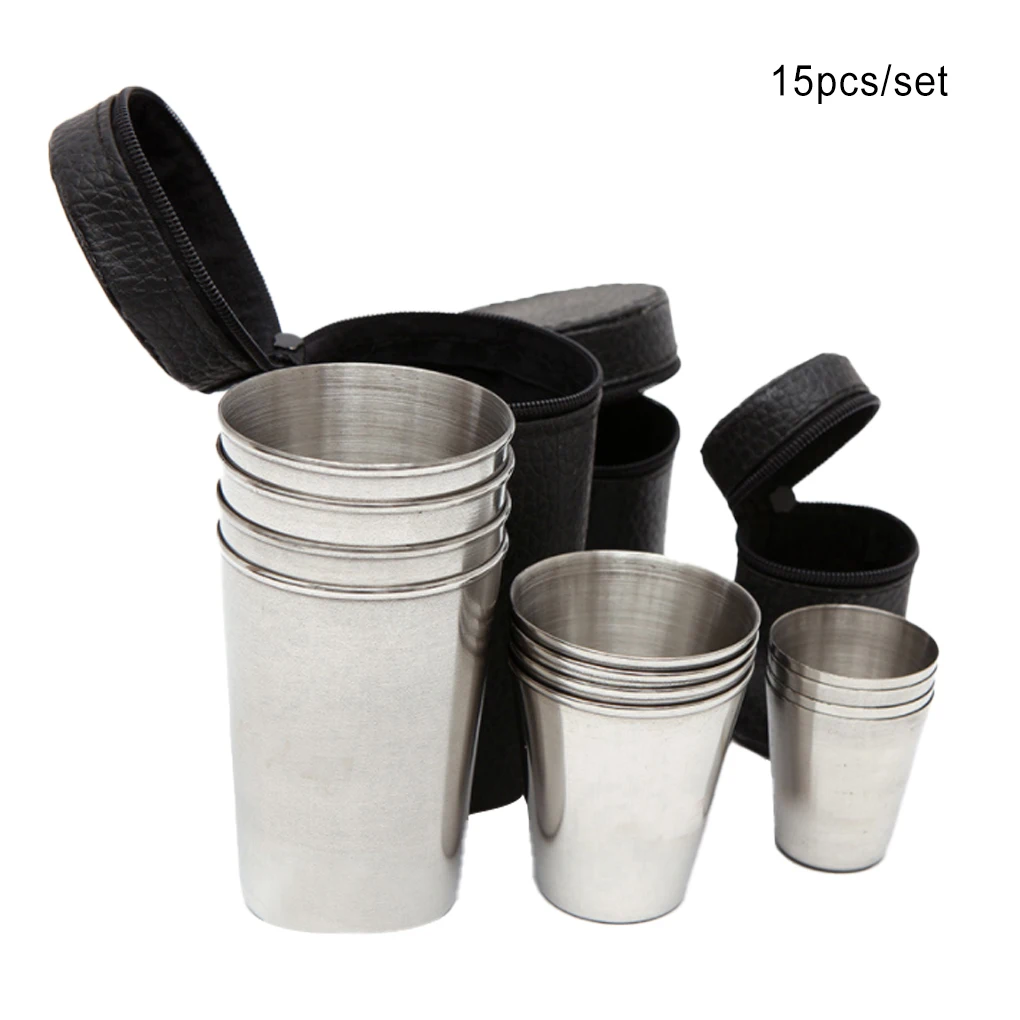 12 Pieces Outdoor Stainless Steel Cups Practical Shots Set Smooth Drinkware Wine Picnic Cup  Camping Hiking Accessories