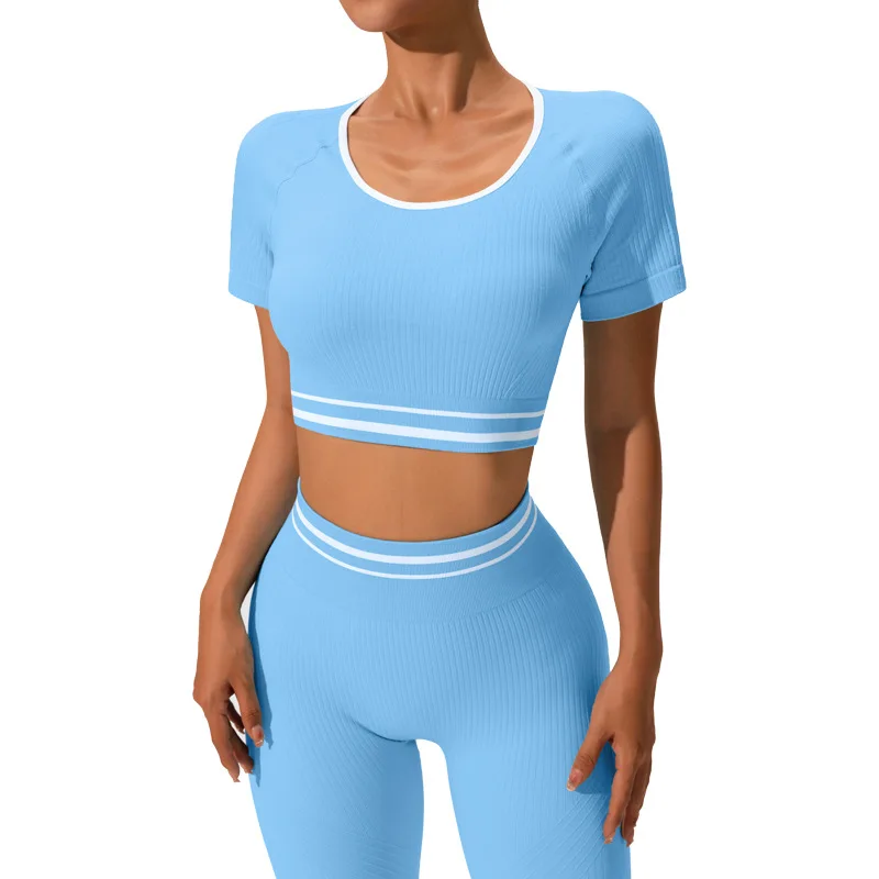 

BP-Sports suit Women's Contrast Tight Yoga Clothing suit Running Fitness Pants suit Top T-shirt For Women