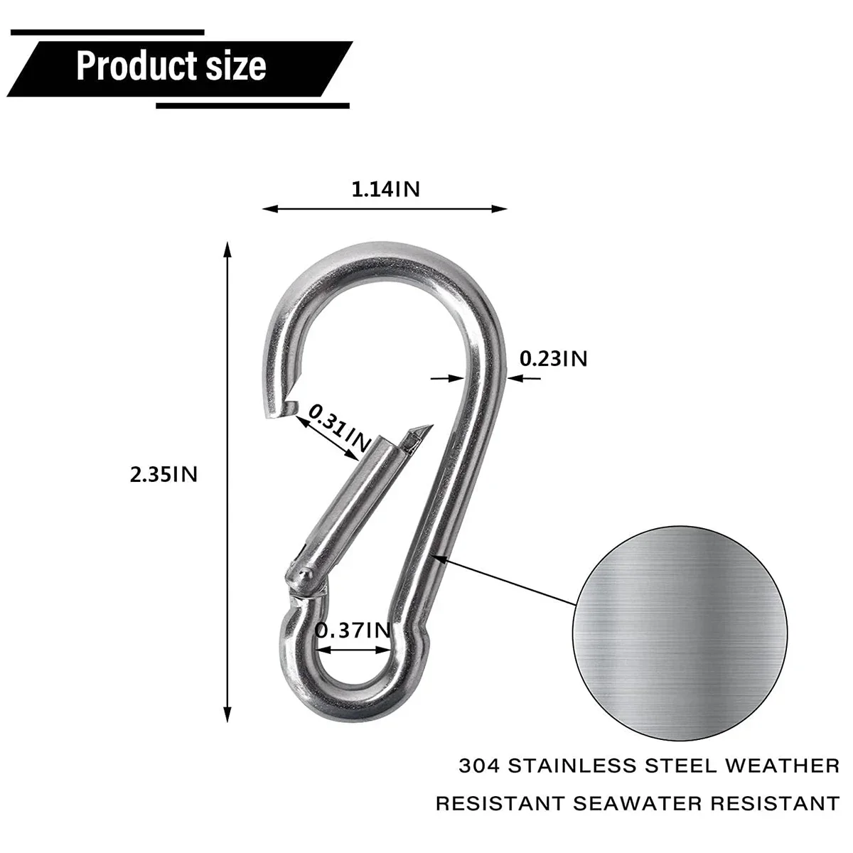 304 Stainless Steel Spring Snap Hook - Key Ring Buckle outdoor 300 Lbs Heavy Duty safety hook hoist buckle chain buckle pet rop