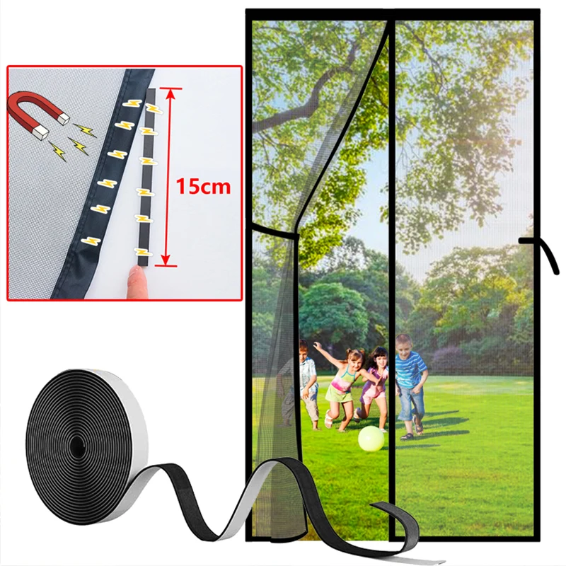 Black Door Mosquito Net Screen anti-mosquito Strong Magnetic Invisible Mesh Customized size Proof Gauze Fiberglass Transparent