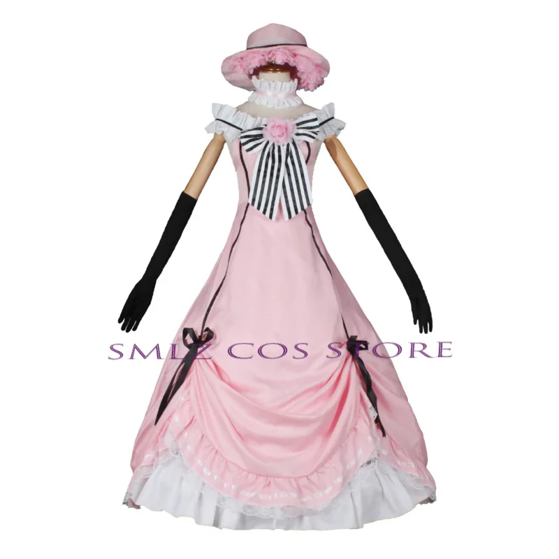 Vestido de cosplay de princesa victoriana para mujer, conjunto de peluca y sombrero, traje de Lolita de fiesta de cosplay de anime Ciel Phantomhive, mayordomo negro