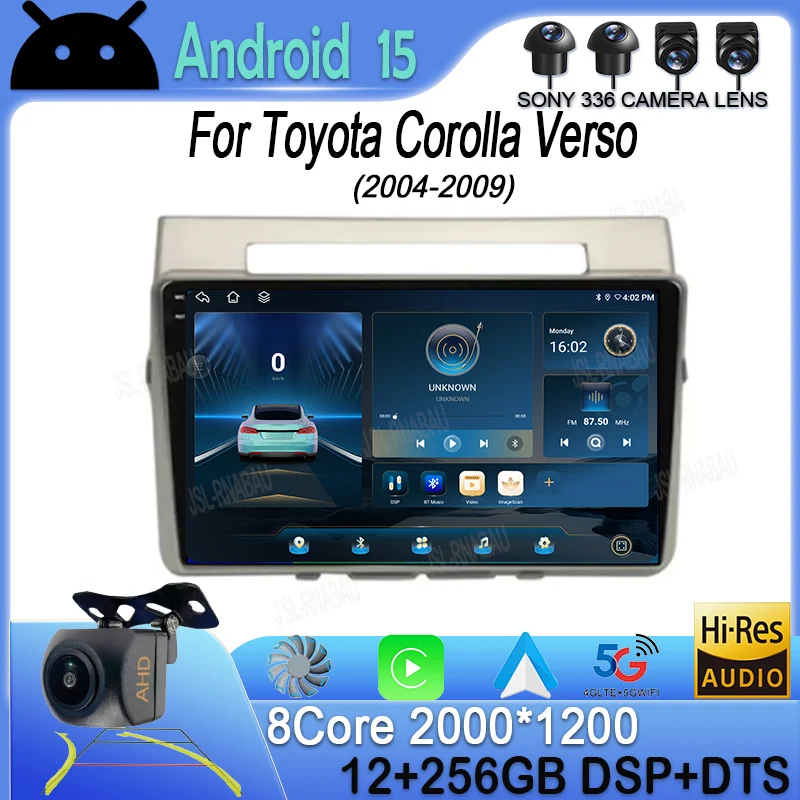 

Android 15 Carplay Auto Car Radio For Toyota Corolla Verso 2004 2005 2006 2007 2008 2009 Multimedia Player Stereo 2Din GPS DVD