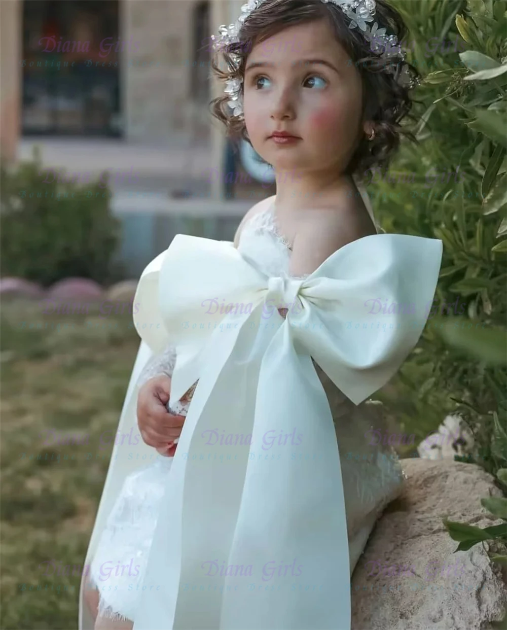 

New Luxury Girl Party Dress Strapless Quality 3D Floral Lace Kids Dress A-Line Tutu Wedding Birthday Dress for Girls Customized