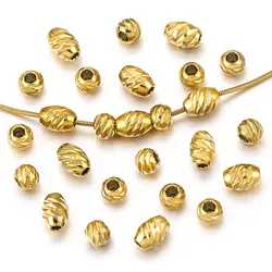 10pcs Stainless Steel Gold Plated Oval Spacer Beads for Needlework Charm DIY Necklace Bracelet Jewelry Making Supplies Materials
