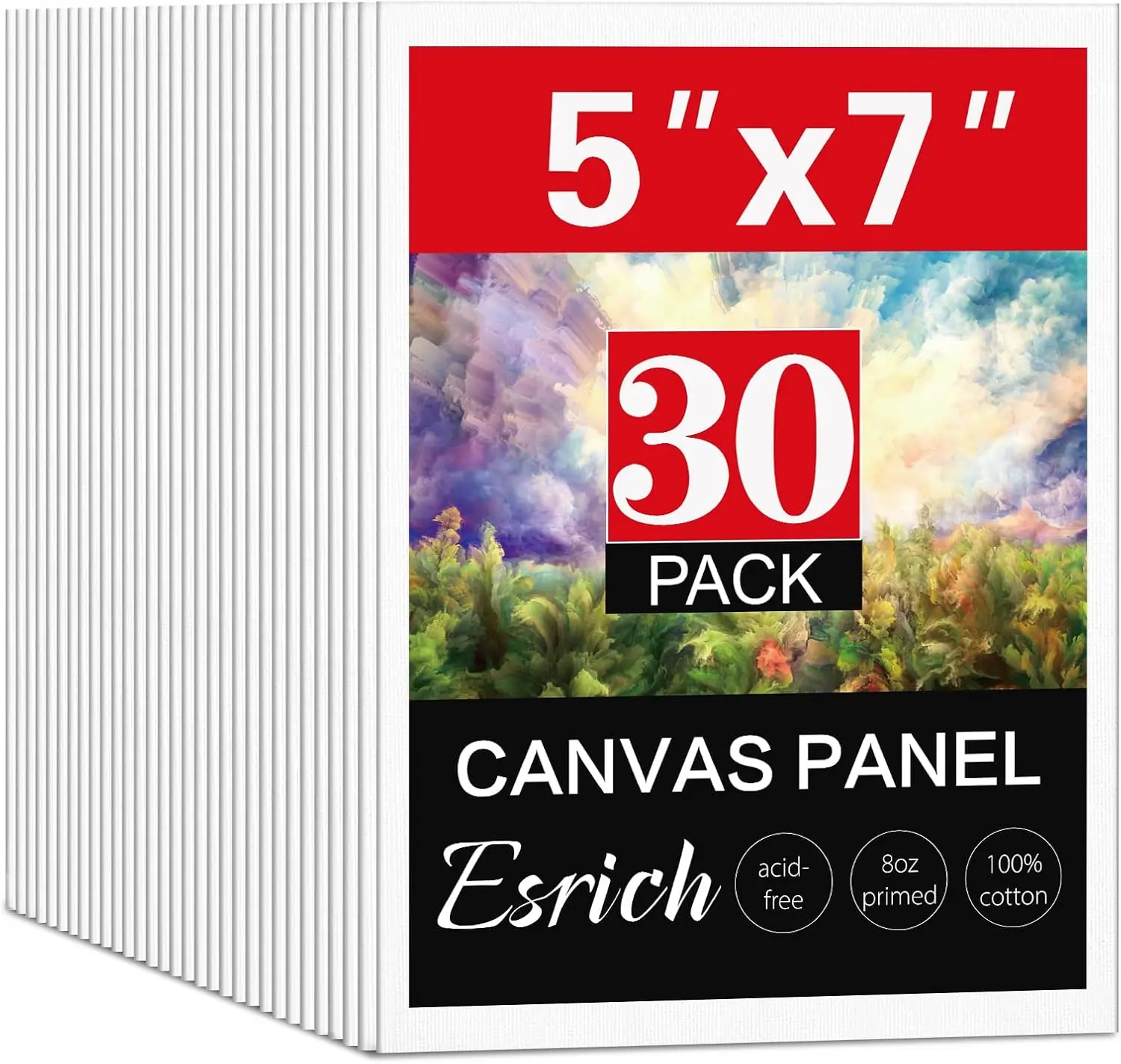 5x7in Mini Canvas Boards 30 Pack, Primed Blank Canvases for Painting, Acid Free, for Oil, Acrylic, Watercolor, Gouache & Tempera