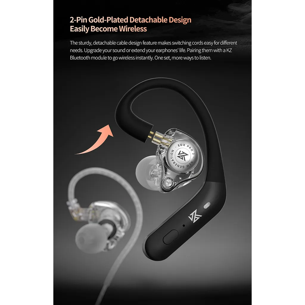 سماعات أذن KZ EDX PRO 2 مع إصدار مطور لسماعات الأذن ذات الملف الديناميكي عالي الدقة HIFI