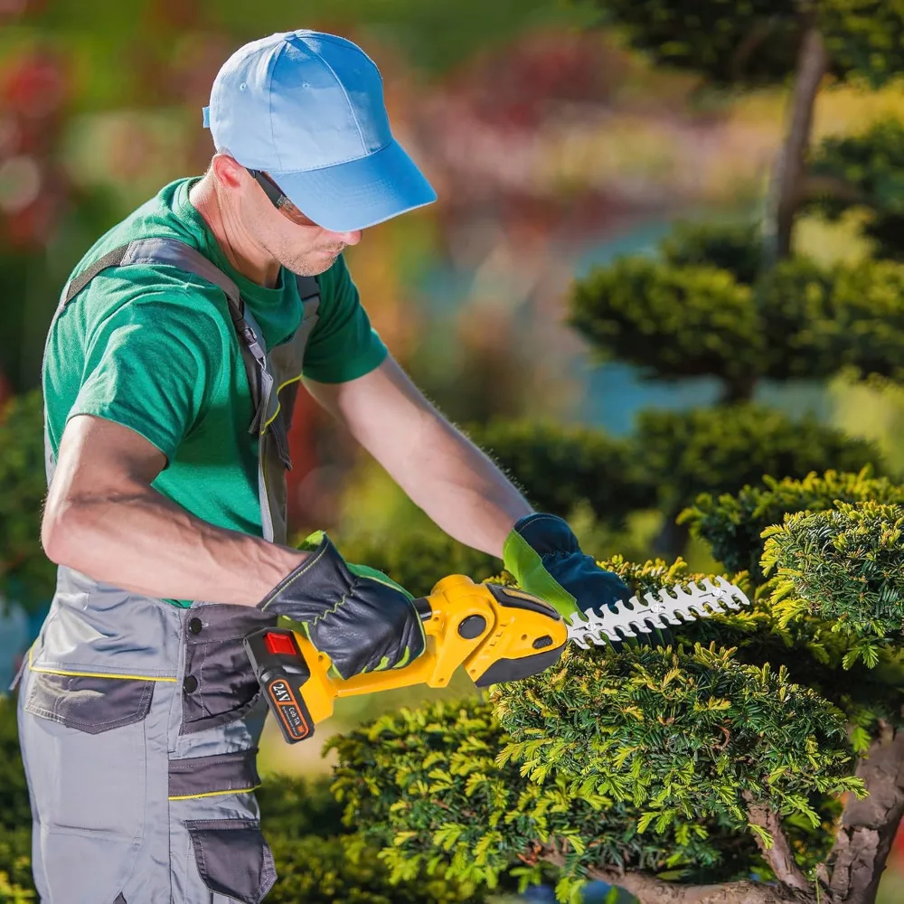 

Hedge Trimmer Cordless with Battery and Charger 21V Electric Brush Grass Shrub Trimmer 2 in 1 Handheld Mini Grass Shears Grass
