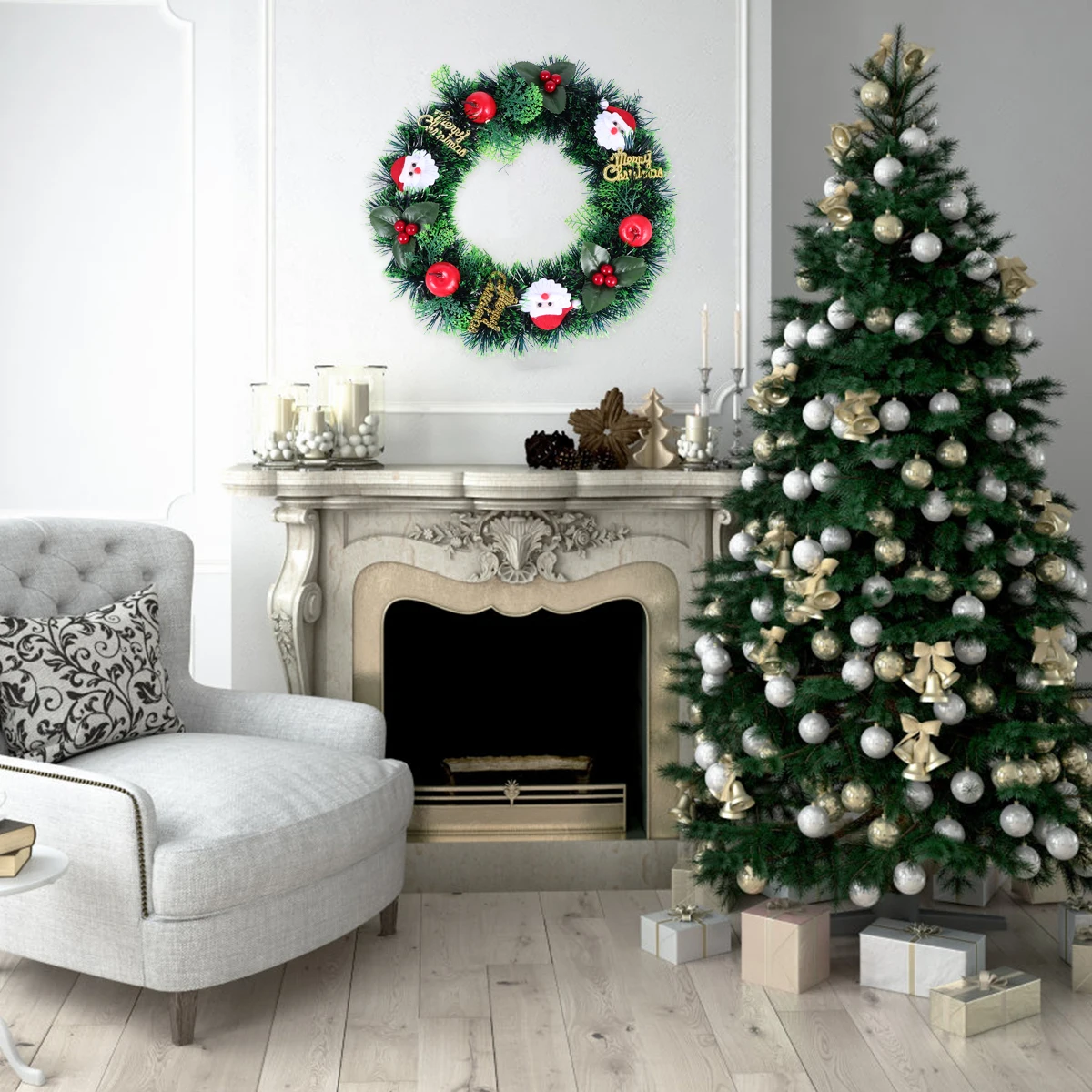 

Christmas Wreath Garland Decorations for Door Wall Shopwindow Festive Parties Weddings Home Xmas Pendant Ornaments Holiday DIY