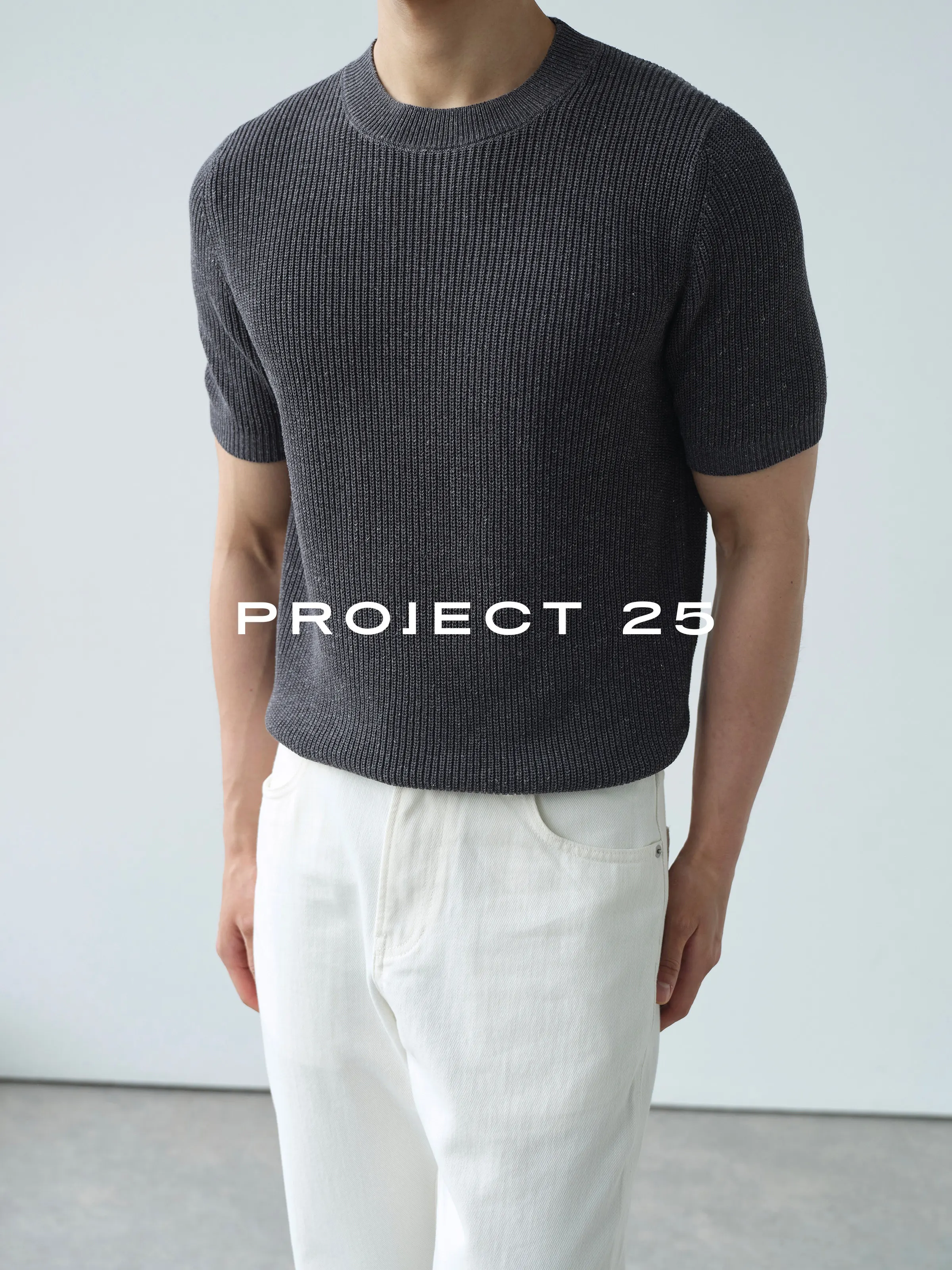 PROJECT 25 Men Linen Blend Cable Knit T-shirt Crew Neck Breathable Dry Old Money Style Casual Short Sleeve Tee Spring Summer