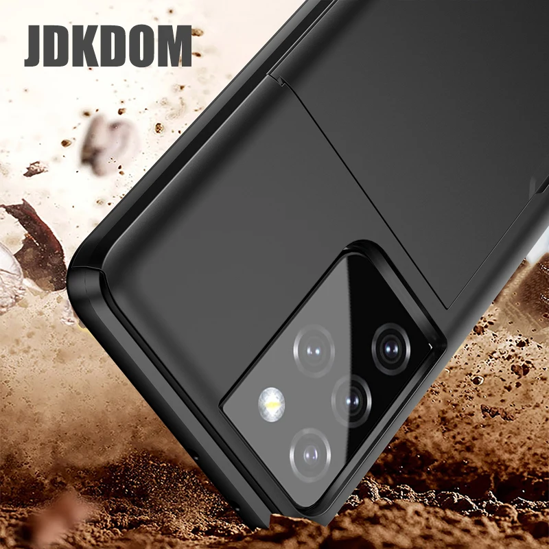 JDKDOM Slide Card Slot Wallet Case für Samsung A55 A56 A17 Karte Tasche Abdeckung für Galaxy S25 Rand S24 S23 FE S22 Plus Note 20 Ultra