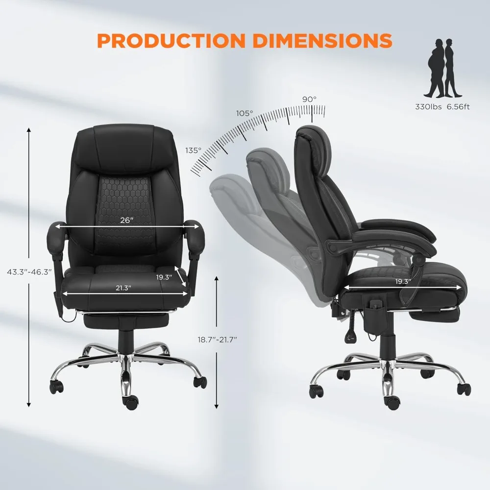 HOMREST كرسي مكتب تنفيذي للتدليك بأربع نقاط مع مسند للقدمين، كرسي مكتب للتدليك مع ساخن، كرسي مريح لـ