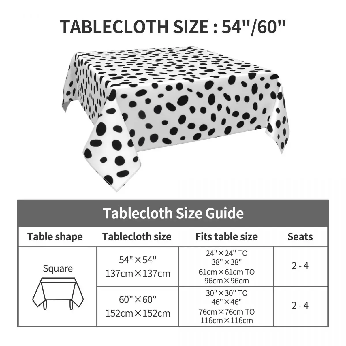 Dalmatian Dog Print Tablecloth Black Spotted Outdoor Table Cover Elegant Design Table Cloth Decoration For Kitchen Dining Room